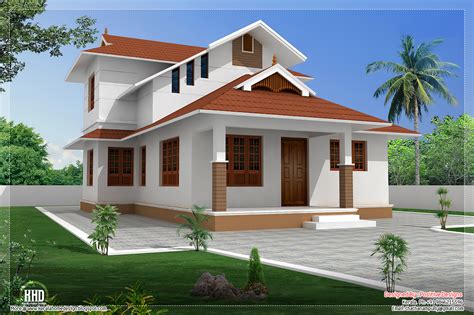 1364 Sq Feet Sloping Roof Villa Design Home Sweet Home