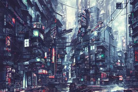 Tokyo Cyberpunk Dystopian Street Concept Art Stable Diffusion