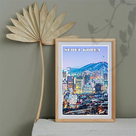 Seoul Korea Travel Poster, Korea Cityscape Printable Wall Art and Asia