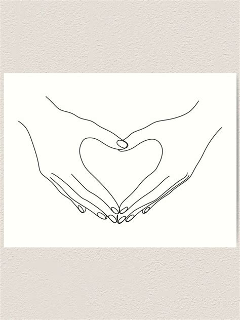 Heart Line Hands Drawing Hands Icon Minimalist Print Romantic