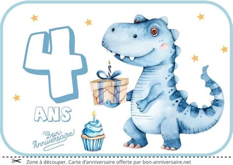 Carte Joyeux anniversaire 4 ans | Gratuite à imprimer