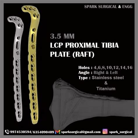 3 5 Mm Lcp Proximal Tibia Plate Zimmer Type Raft At ₹ 3100 Locking