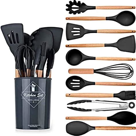 Kitchen Utensils Set Pcs Non Stick Silicone Cooking Kitchen