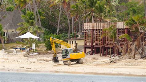 Construction Building Excavator Mana Island Fiji Editorial Stock