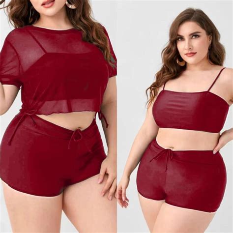 Plus Size In Lace Bikini Summer Outfit Women Beach Rush Guard For Women Swimsuit Shopee
