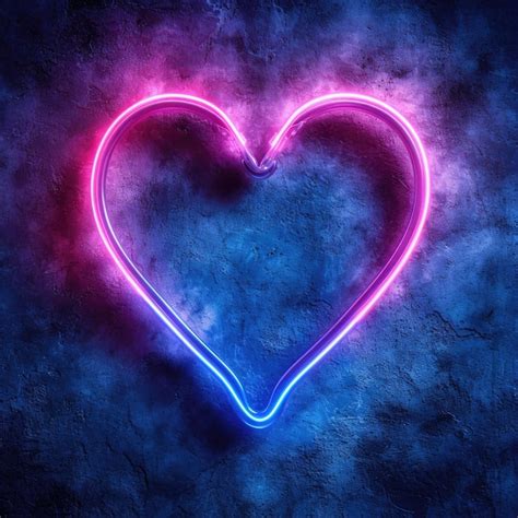 Premium Photo Happy Valentine Day Neon Heart Banner With Copy Space