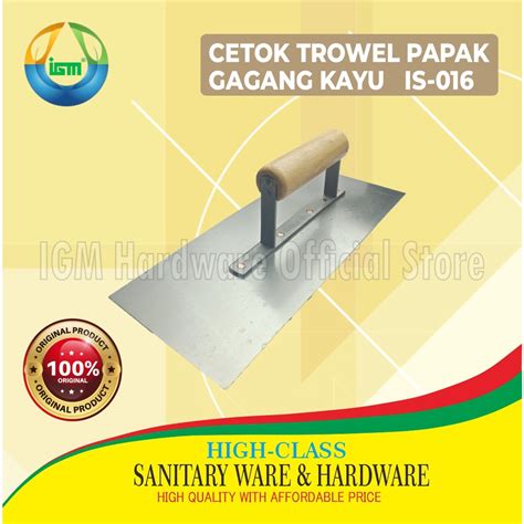 jual cetok trowel papak gagang kayu igm   shopee indonesia