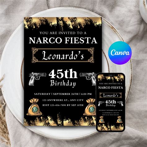 Narco Invite Narco Fiesta Narco Party Narco Themed Party 30th Birthday Him 35th Birthday 40th