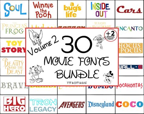 Disneyy Movie Font Bundle TTF, SVG, Cartoon Characters, Mickeyy Svg ...