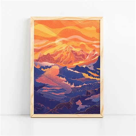 Sunrise Art Print Beautiful Landscape Valentines Gift for Him Mountains Sunset Father's Day ...