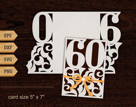 60th Birthday Svg 60 Years Card 5x7 Svg Dxf 60th Etsy