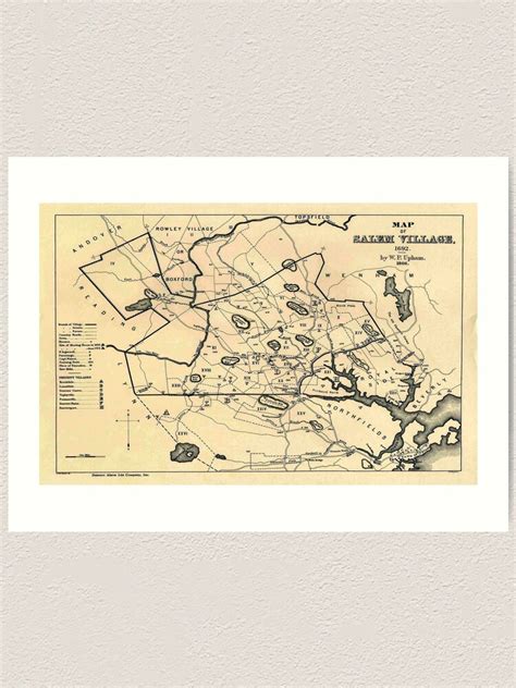 Vintage 1692 Map Of Salem Massachusetts 1866 Art Print By Bravuramedia Redbubble