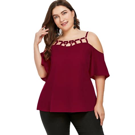 Gamiss Women Summer Plus Size 5xl Cutout Off Shoulder Spaghetti Strap