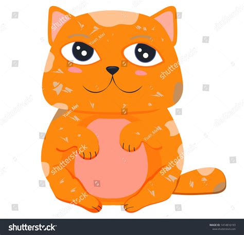 Happy Cartoon Ginger Cat Sitting Vector Stock Vector Royalty Free