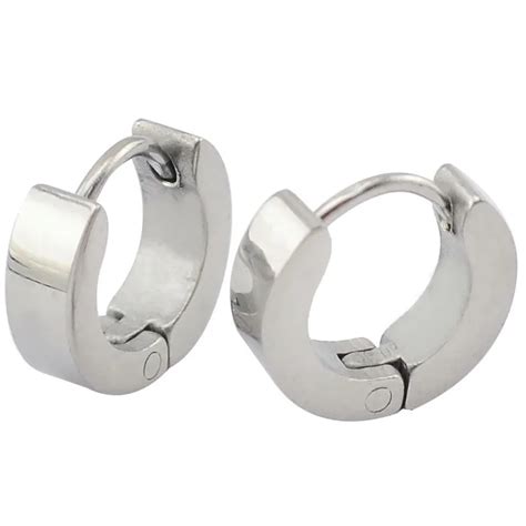 3mm7mm Uniesx Jewelry Wide Plain Huggie Hoop Earrings Small Size Men