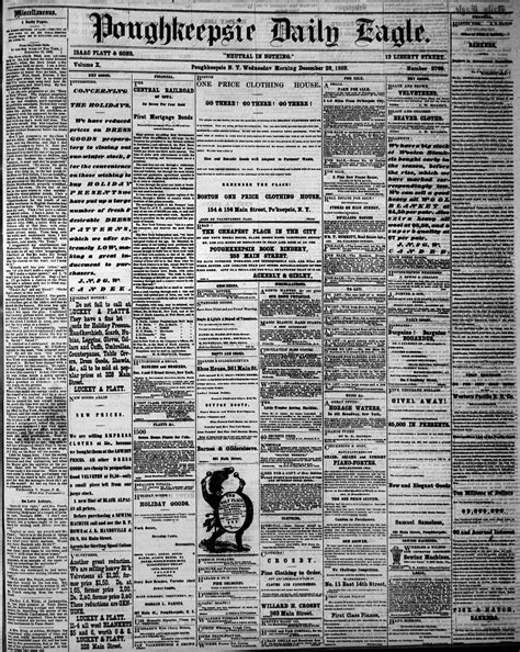 Enjoy the cover page of the Poughkeepsie Daily Eagle 150 years ago