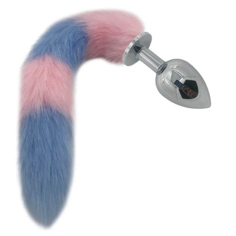 Size Metal Anal Plug Plush Fox Tail Butt Plug Insert Stopper Gift