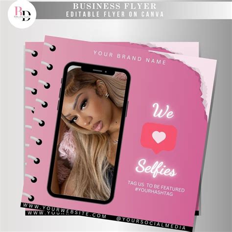 Diy Editable We Love Selfies Flyer Premade Instagram Social Etsy