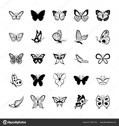 Butterfly Symbols Vector Icons Pack Stock Vector by ©prosymbols 235451190