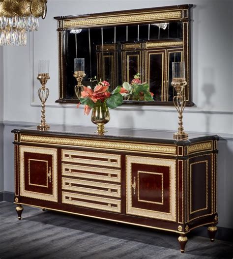 Casa Padrino Luxus Barock Sideboard Mit Spiegel Dunkelbraun Gold