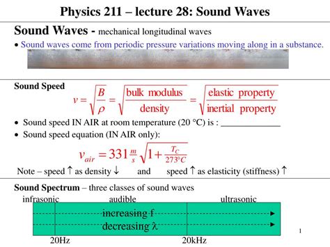 Ppt Physics 211 Lecture 28 Sound Waves Powerpoint Presentation