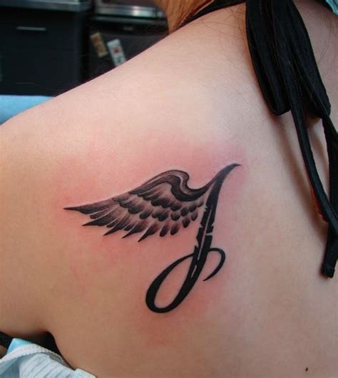 Angel Wing With Letter J Tattoo Tattoo Pinterest