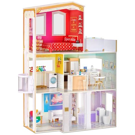 Jeu de maison Rainbow High maison à 3 étages en bois pour poupée