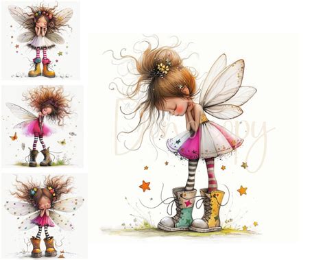 Quirky Fairy Clip Art 14 High Res Watercolor Jpgs Junk Journal