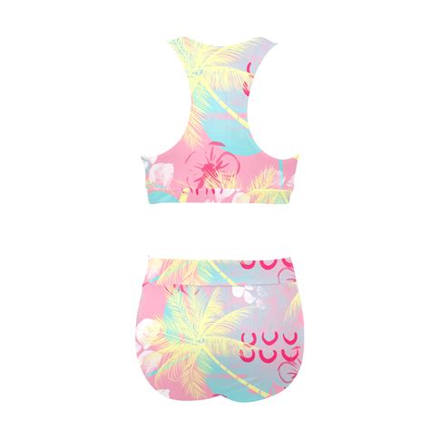Pattern Tropical Summer Crop Top Bikini Set Model S ID D