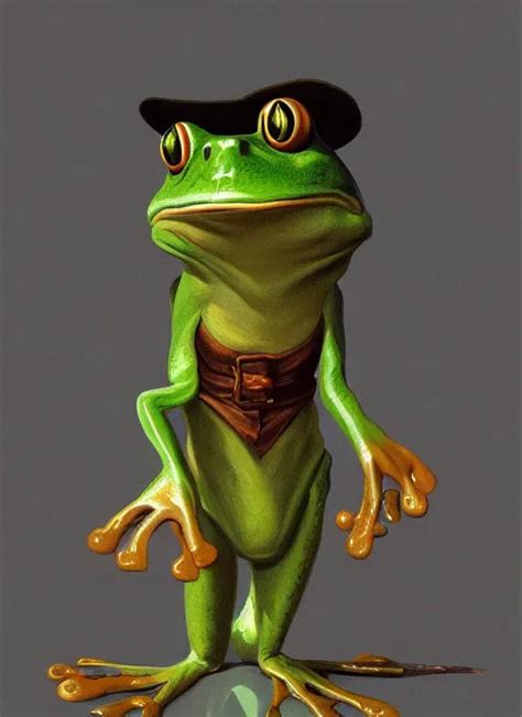 Frog Gentleman In A Costume Portrait By Lajos Ber N Stable Diffusion