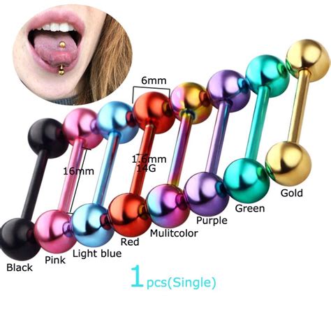 1piece Stainless Steel Tongue Ring Piercing Septum Barbell 14g 16mm Shopee Singapore