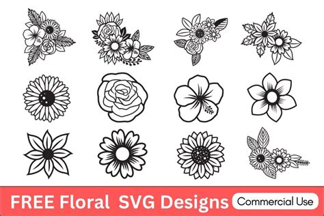 Floral Svg Free Printables Stencils Silhouette