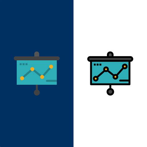 Chart Presentation Graph Projector Icons Flat And Line Filled Icon Set