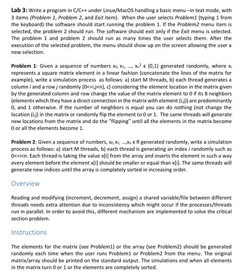 Solved Lab 3 Write A Program In Cc Under Linuxmacos