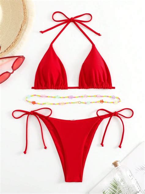 Bañador bikini halter triángulo con cordón lateral Moda de Mujer