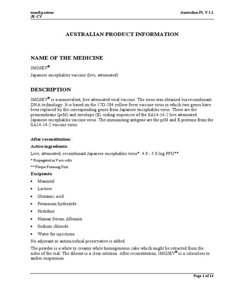 Imojev - Product Information | PDF | Vaccines | Virus