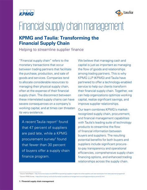 Pdf Financial Supply Chain Management Kpmg Financial Supply Chain