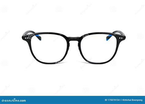 Front View Plastic Beautiful Fashion Black Color Glasses On White