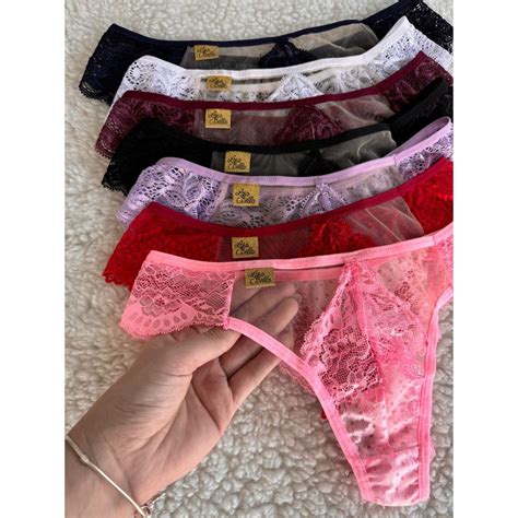 Kit 10 Calcinha Lingerie Sexy Renda Fio Dental Tanga Adulto Forro 100 Algodão Shopee Brasil