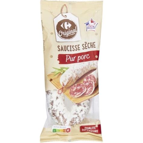 Saucisse sèche pur porc CARREFOUR ORIGINAL le sachet de 250g à Prix