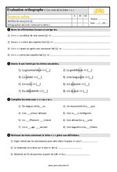 Evaluation Ecrire les sons difficiles CE2 Bilan et controle corrigé