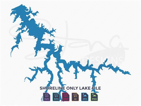 Lake of Egypt IL Shoreline Only Map Single Layer Svg Pdf Ai Eps Png Jpg ...