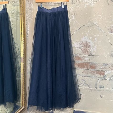 Skirts Tulle Overlay Maxi Skirt Navy Blue Extra Long Size Sm