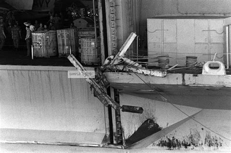 Amazon.com: Photo A view of damage caused to the port side aircraft elevator of the aircraft ...