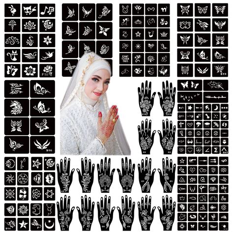 Buy Henna Tattoo Stencil Kit 190pcs 24 Sheets Henna Stencils Reusable