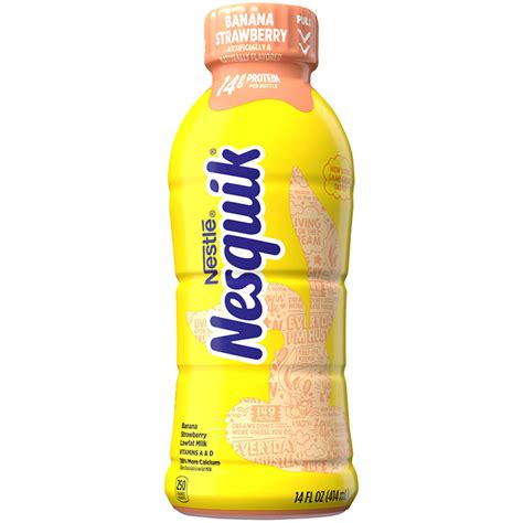 Banana Strawberry Low Fat Milk 14 fl oz | Official NESQUIK®