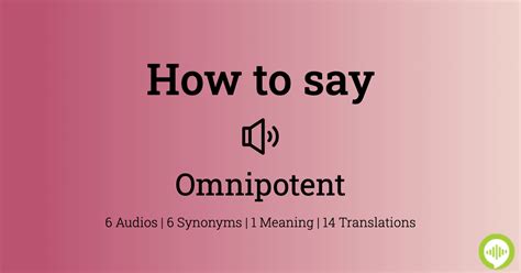 How To Pronounce Omnipotent