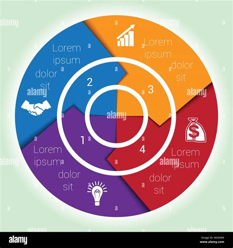 Template Cyclic Diagramme For Infographic Four Position Area Chart Ring