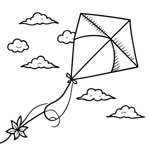 Beautiful Kite line drawing, Education and school kids coloring page ...