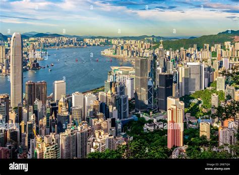 Daytime View Of Hong Kongs Skyline Victoria Harbour And Kowloon Bay